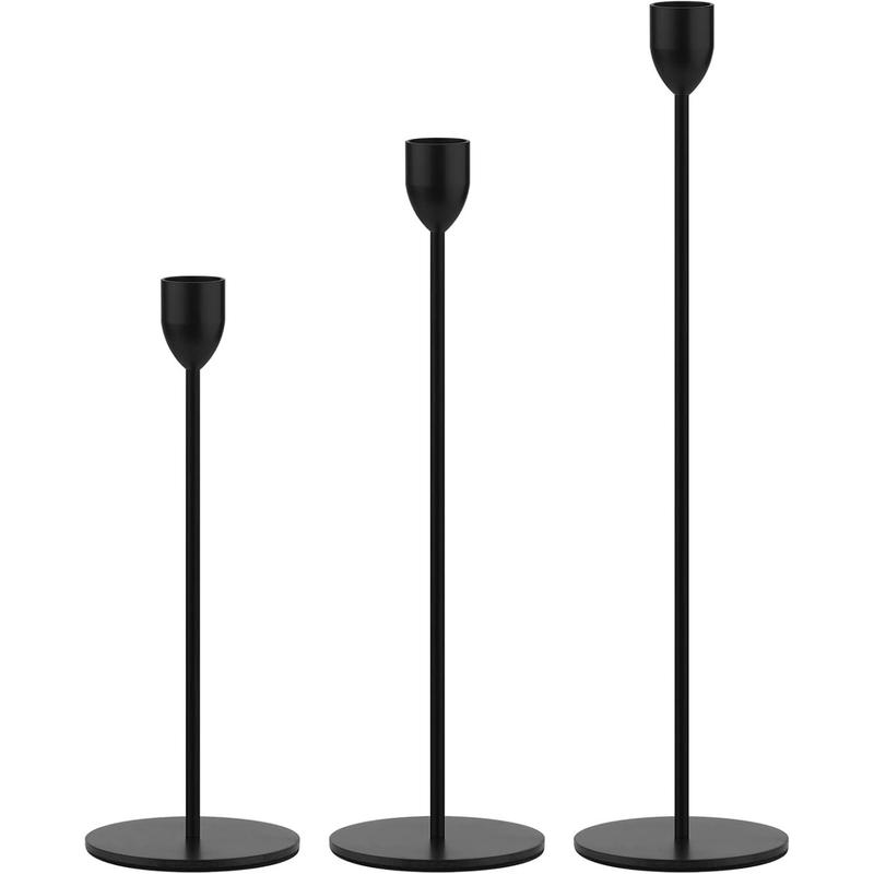 Matal Black Candle Holder - 3PCS Candlestick Holders. interior Decor