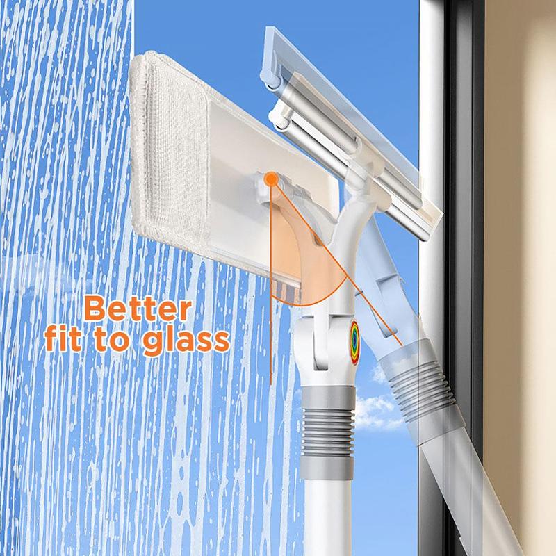 2 in 1 Window Cleaning Squeegee, 1 Count Household Double Sided Glass Cleaning Brush, Long Handle Window Cleaning Tool, Home Care Supplies