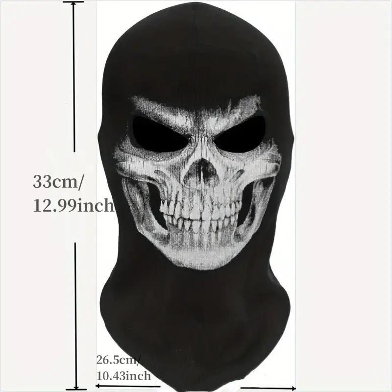 Motorcycle Mask, Skull Pattern Full Face Helmet Cover for Motorcycle Bike Outdoor Sports, Halloween Role Play Costume