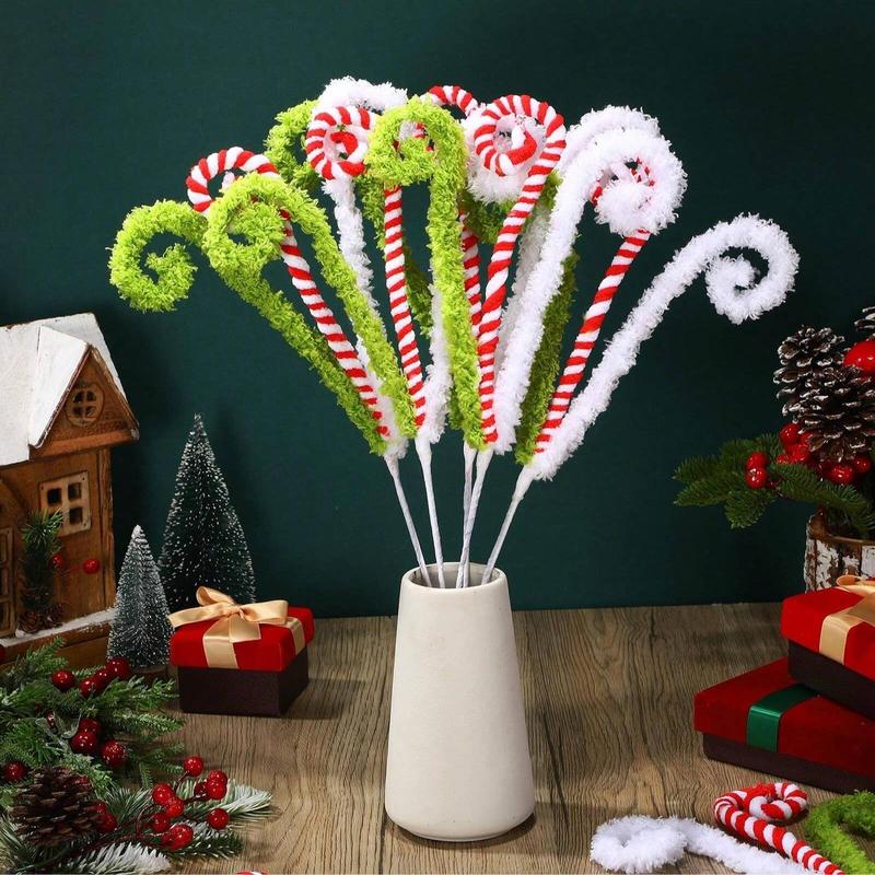 16 Inch Christmas Tree Topper Decoration, 6 Counts Candy Cane Design Ornament, Festival Supplies for Home Office Vase