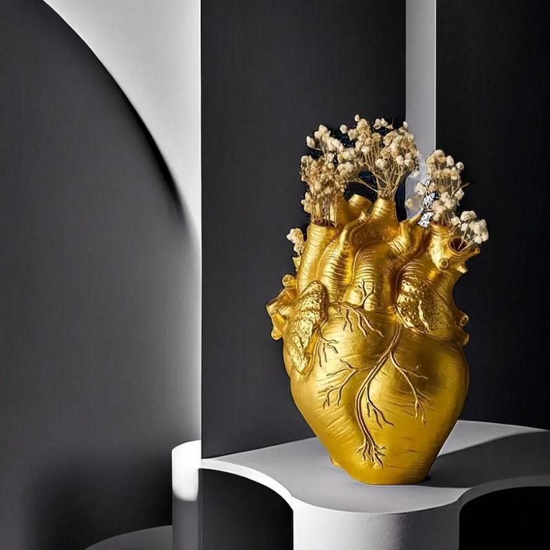 Heart Shaped Vase, Creative Modern Style Heart Design Vase, Home Decor Supplies for Living Room Bedroom Dining Room Wedding Party (without Floral)