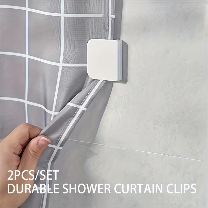 Windproof Shower Curtain Clip, 2pcs set Bathroom Curtain Fixed Buckle, Punch-free Shower Curtain Fastener