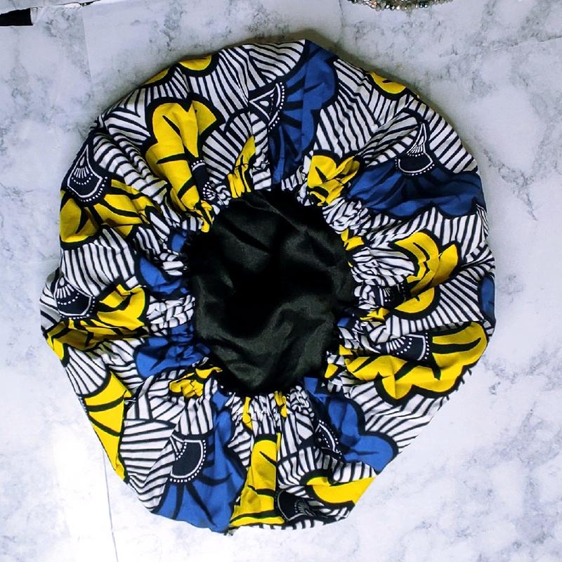 Satin line up Hair Bonnet, Eazy  Sleep Caps, Ankara  Fabric shower Caps.