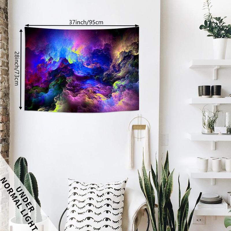 Fantasy Colourful Cloud Pattern Bedroom Decor Tapestry, 1 Count UV Reactive Fluorescent Tapestry Cool Bedroom Accessories, Wall Hanging Decor for Home Living Room Bedroom Dormitory