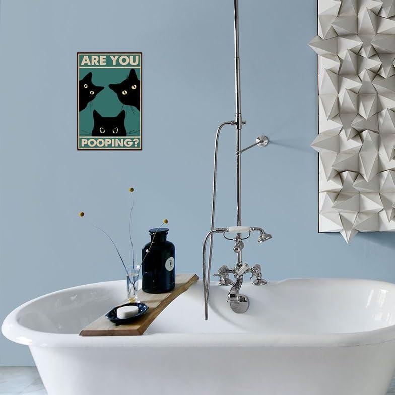 Black Cat Are You Pooping Funny Tin Signs Bathroom Wall Decor 8 x 12 Inch