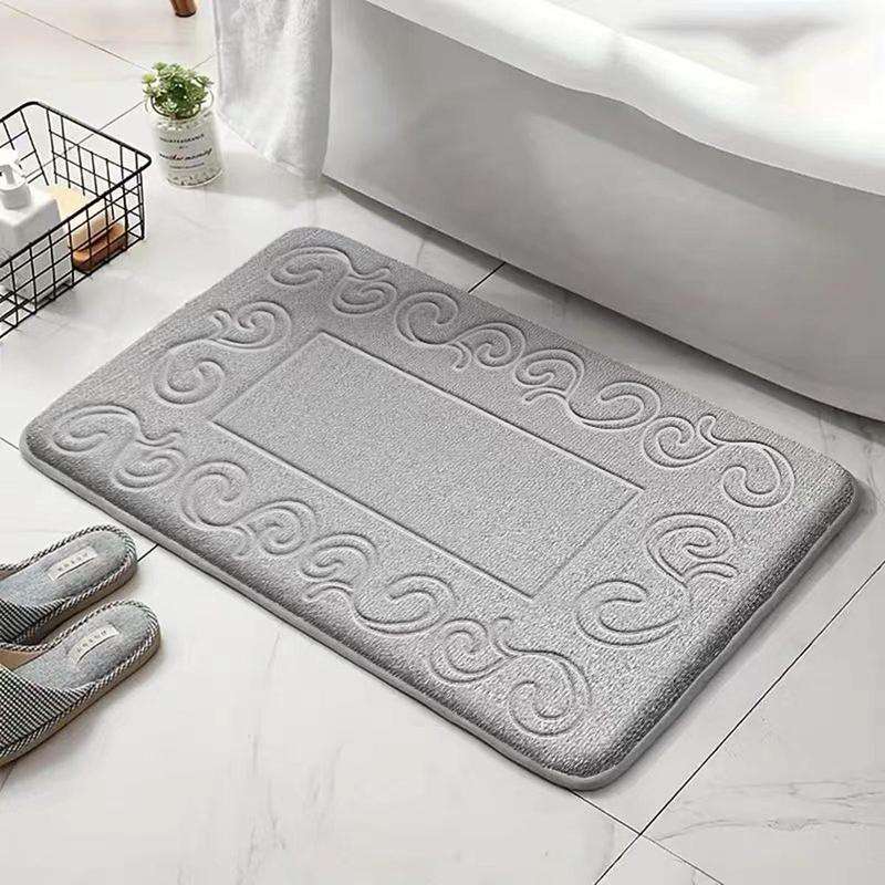 Solid Color Geometric Pattern Bathroom Mat for Room Decor, Non-slip Soft Absorbent Bath Mat, Area Rug, Rectangle Bathroom Door Mat, Summer Apartment Decor