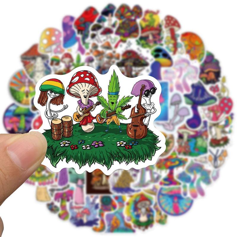 Mushroom Series Graffiti Sticker, 100pcs Waterproof Decoration Anime Naughty Stickers, DIY Creative Toy Home Decoration Sticker, Scrapbooking Supplies, Decorative Decal Accessories