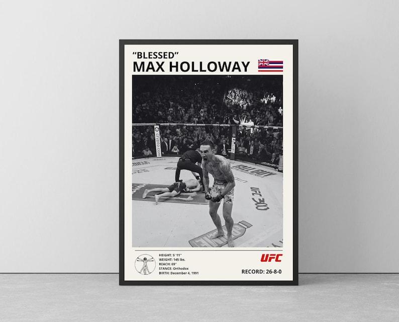 Max Holloway Digital Custom UFC Poster, Personalized Gift MMA Art Print for Home Decor, Gift for Him