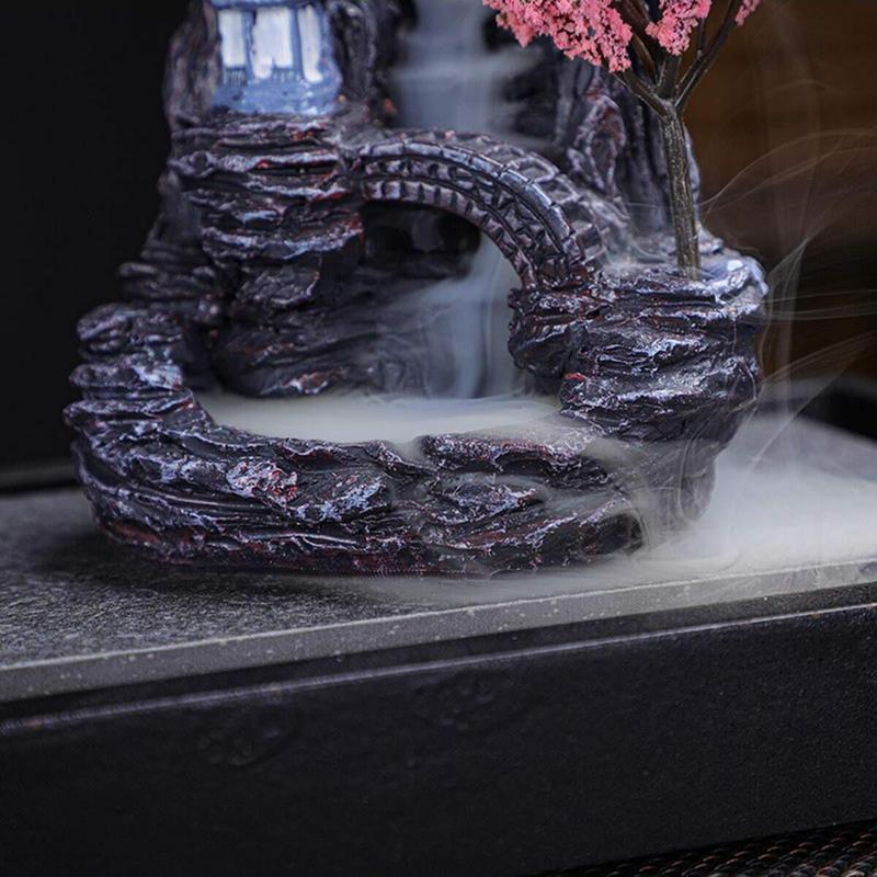 Creative Mountain and Flowing Water Design Incense Burner, 1 Count Waterfall Design Backflow Incense Holder Without Incense, Decorative Incense Burner