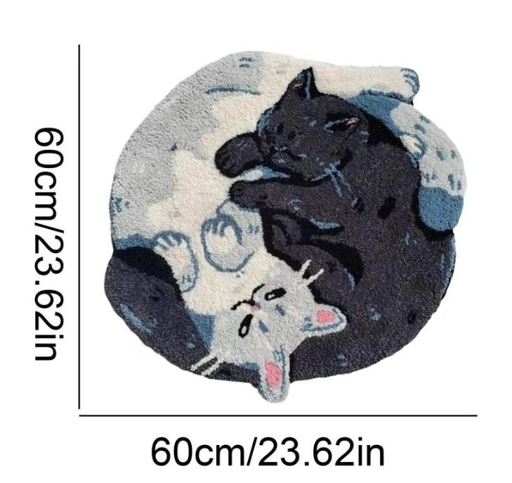 Cat Bath Mat, Hugging Cat Pattern, Plush Bathroom Decor Mat, Funny Machine Wash, Water Absorbent Thick Shower Rug with Non-Slip