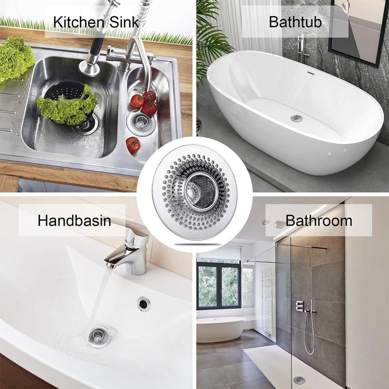 Drain Hair Catcher Tub Drain Protector, Stainless Steel Bathtub Shower Drain Hair Stopper Strainer Trap for Shower Bathroom Sink to Catch Hair