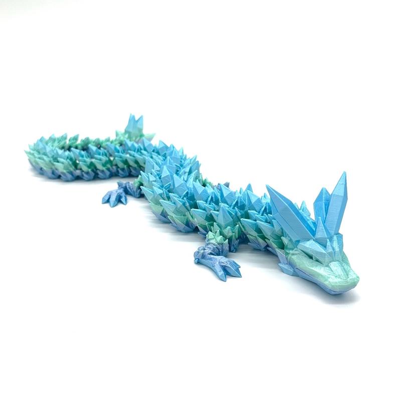 Crystal Dragon Figure-Colorful-3d printed- Decoration-21in long- Multicolor-Articulating- Gift- Decor fidget toy