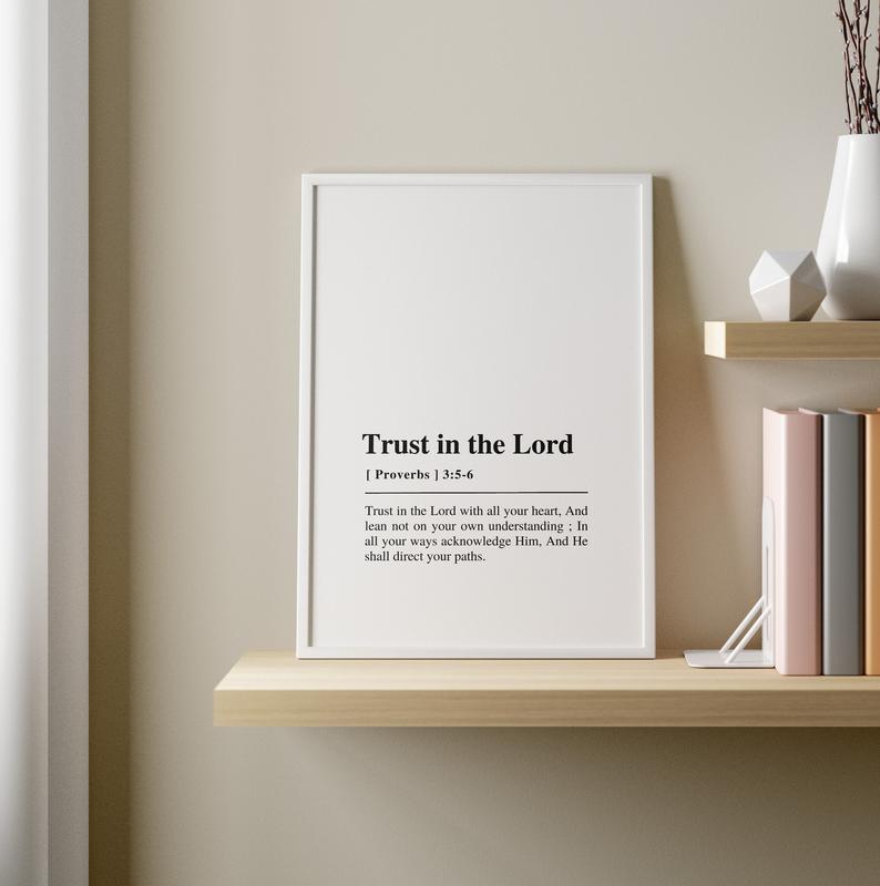 Proverbs 3:5 6, Trust In The Lord With All Your Heart Poster No Framed, Christian Home Decor, Jesus Wall Art, Scripture Wall Decor, Bible Quote Prints, Gifts For Her, Wall Art, Wall Room Decor