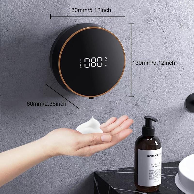 Automatic Foam Soap Dispenser, 1 Count USB Rechargeable Smart Touchless Foam Soap Dispenser with LED Display, Kitchen & Bathroom Accessories