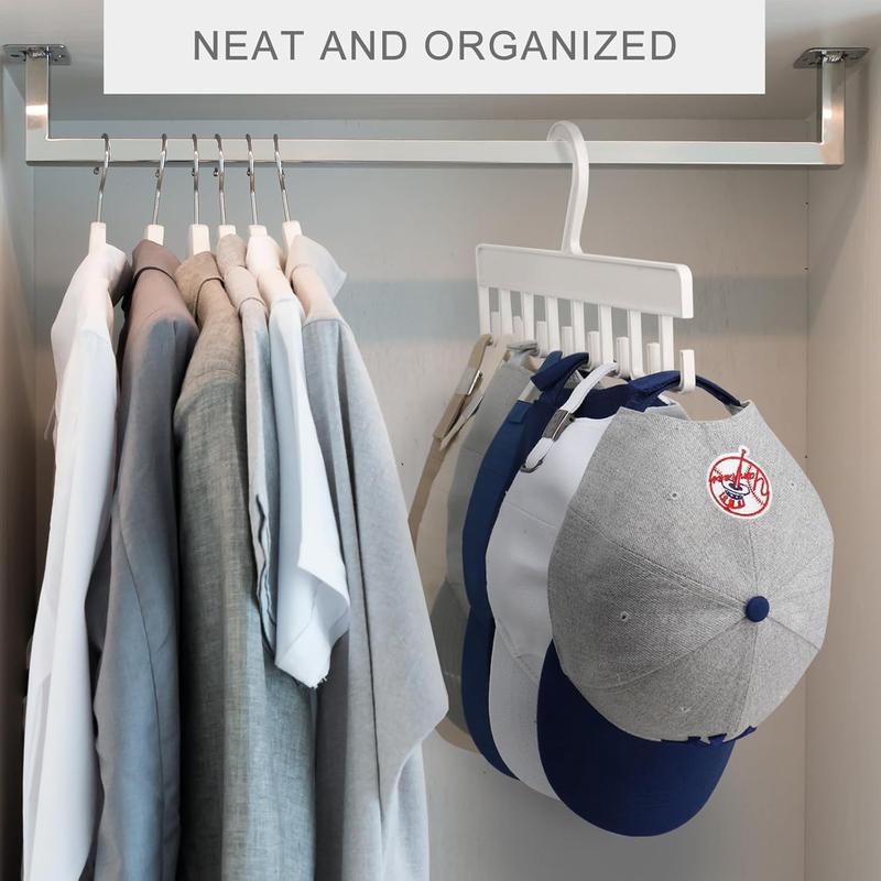 2 count Hat Hangers for Closet, Hat Organizer for Baseball Caps, Hat Racks with 16 Hooks