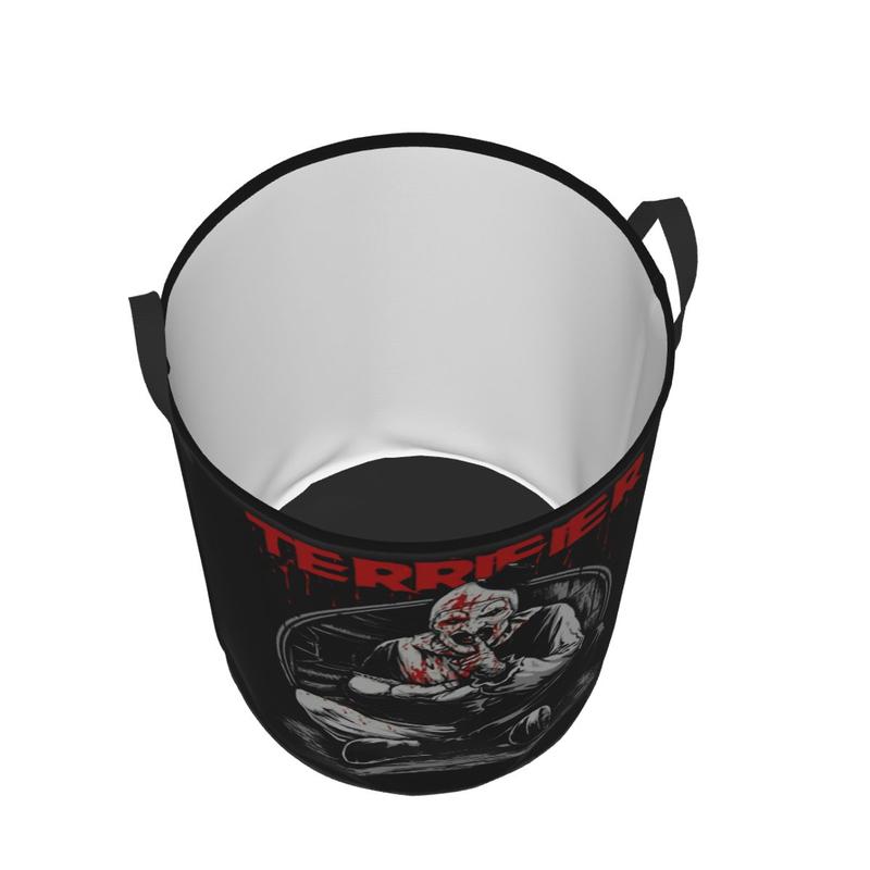 Custom Horror Halloween Movie Terrifier Clown Laundry Basket Foldable Clothes Hamper for Baby Kids Toys Storage Bag