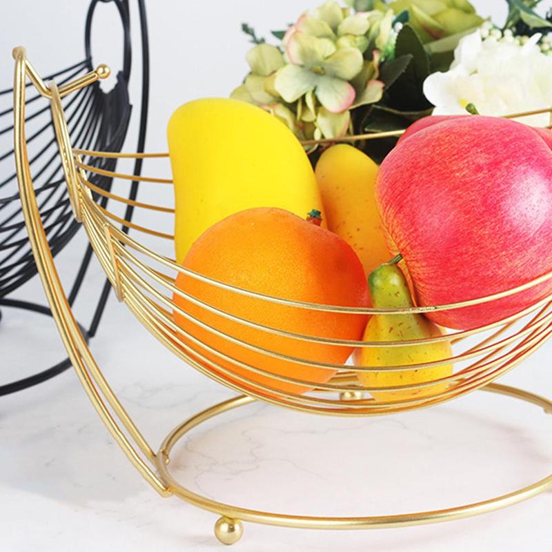 Hollow Out Design Fruit Basket, Boat Shaped Snack Desktop Storage Rack, Creative Iron Fruit Storage Basket, Kitchen Storage & Organization Supplies