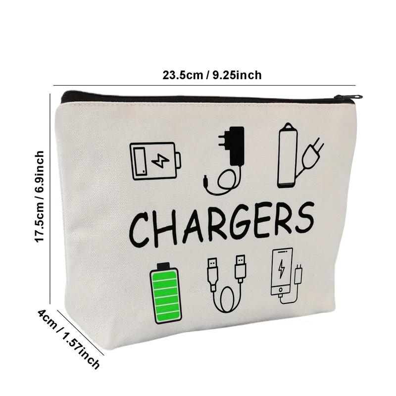 Zipper Storage Bag, Canvas Travel Charger Organizer Pouch, Electronic Accessory Bag, Data Cable Storage Bag for Daily Commute, Travel, and Business Trips