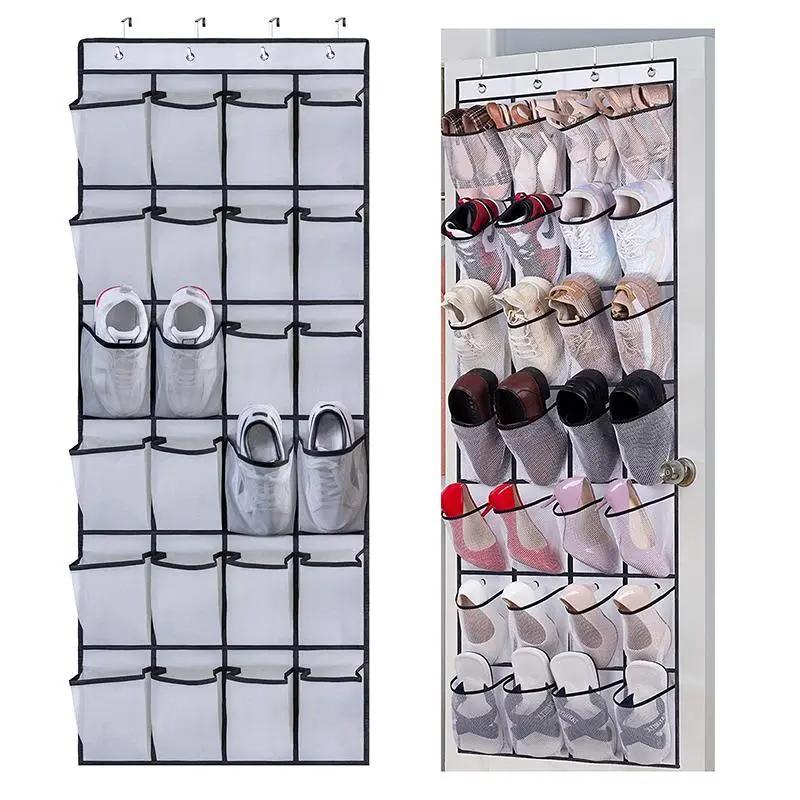 Shoe Storage Bag, 1 Count Door Shoe Organizer, Hanging Shoe Storage Bag with 24 Mesh Large Pockets, Household Shoe Storage Organizer for Men Women, Home Organizers