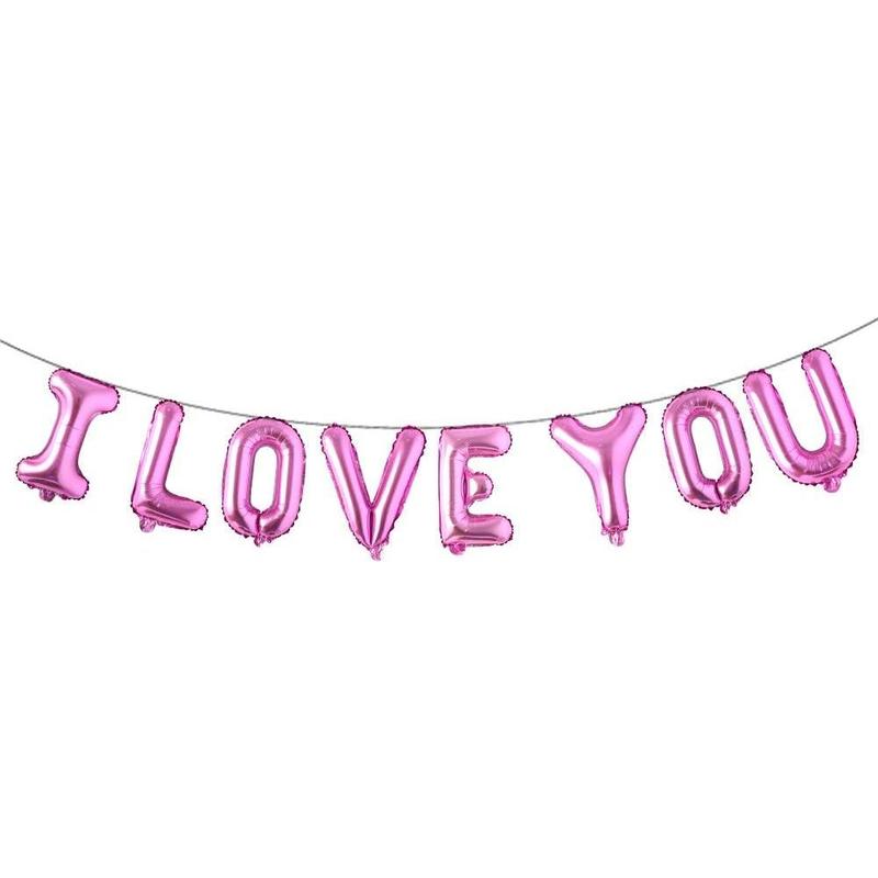 16 inch marry me I Love You Letter Balloons Kit Valentines Day Anniversary Wedding banner Decorations for Event Party (I LOVE YOU BLACK)