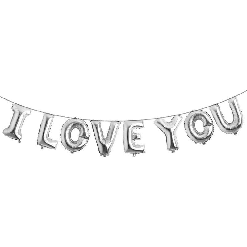 16 inch marry me I Love You Letter Balloons Kit Valentines Day Anniversary Wedding banner Decorations for Event Party (I LOVE YOU BLACK)