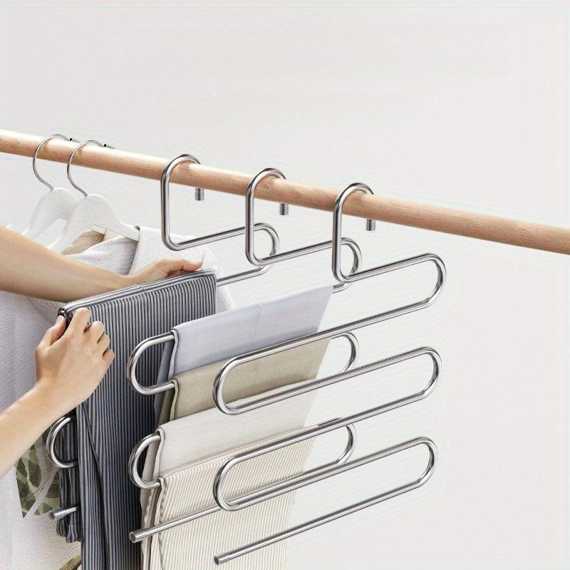 Stainless Steel Pants Hanger, 1 Count S-shaped Non-slip Pants Hanger, Multifunctional Clothes Hanger for Home Bedroom Closet