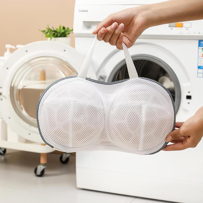 2pcs Household Zipper Bra Laundry Bag, Anti-deformation Mesh Lingerie Washing Bag, Laundry Washing Bag For Washing Machine, Room Accessories for 2024, Men Gifts