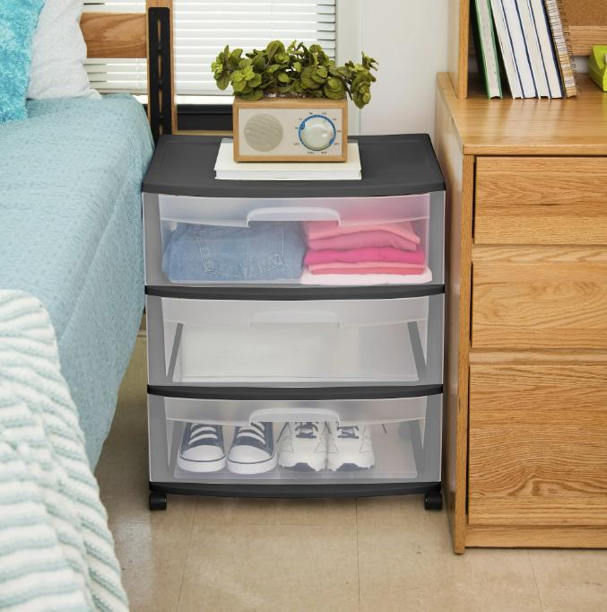 Sterilite 3-Drawer Wide Cart - Portable Storage Solution for Any Room of the Home