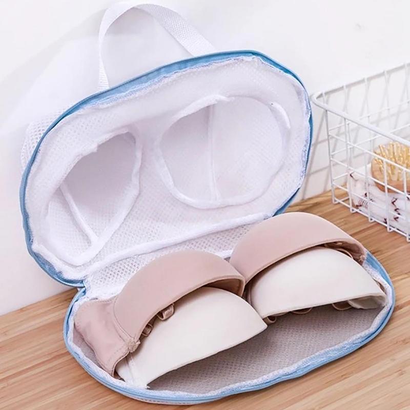 2pcs Household Zipper Bra Laundry Bag, Anti-deformation Mesh Lingerie Washing Bag, Laundry Washing Bag For Washing Machine, Room Accessories for 2024, Men Gifts