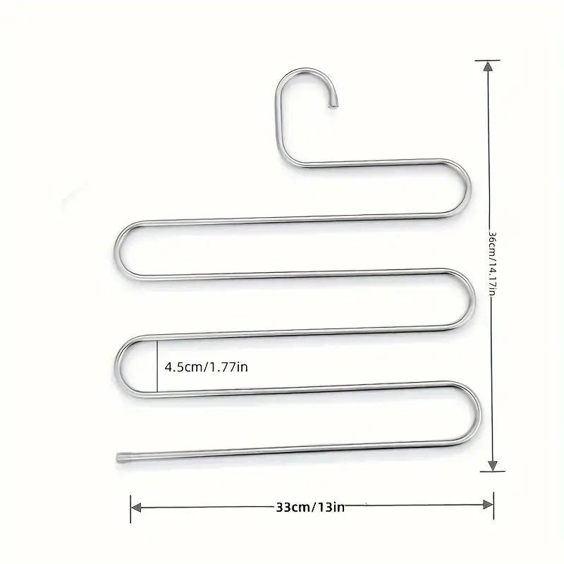 Stainless Steel Pants Hanger, 1 Count S-shaped Non-slip Pants Hanger, Multifunctional Clothes Hanger for Home Bedroom Closet