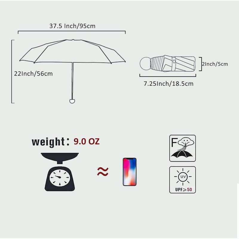 Travel Mini Umbrella for Purse With Case-Small Compact UV Umbrella Protection Sun-Lightweight Tiny Pocket Umbrella with Case for Women, Girls