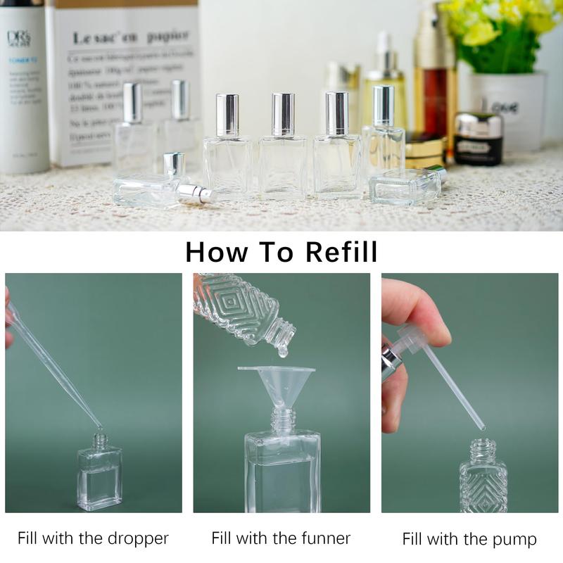 Portable Mini Empty Perfume Spray Bottle, 12pcs 15ml Perfume Spray Bottle with 2 Counts Spray Nozzle & 2 Counts Dropper, Empty Perfume Spray Bottle for Travel Bag