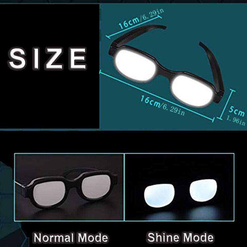 Wireless Luminous Glasses, 1 Pair LED Light Up Eyewear, Anime Role Playing Props, Funny Novelty Luminous Glasses with Data Line for Cosplay Christmas