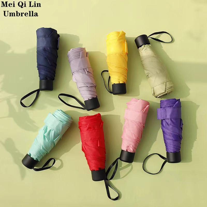 Mini Folding Umbrella, 1 Count Portable Foldable 6 Rib Pocket Umbrella for Sun & Rain, Windproof Umbrella for Outdoor Travel