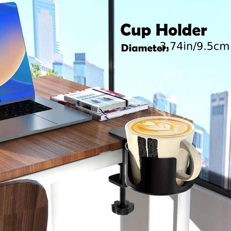 Portable Clip-on Desk Cup Holder, 1 Count Punch Free Under Desk Cup Holder, Desk Side Cup Holder for Home Office, Home Organizer