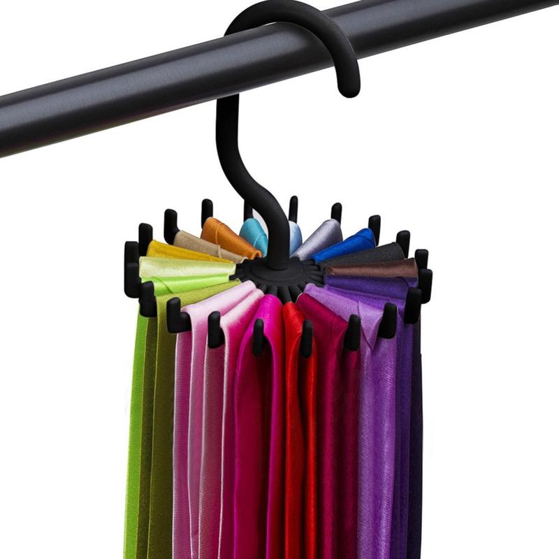 Rotatable 20-claw Tie Hanger, 1 Count Multifunctional Scarf Storage Rack, Home Organizer for Wardrobe Cloakroom