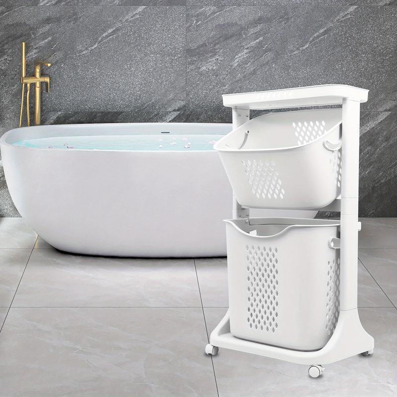 Modern Roller Laundry Basket, Large Capacity Laundry Basket, Layered Removable, Home Storage, Suitable for Bathroom Living Room Bedroom Laundry Room