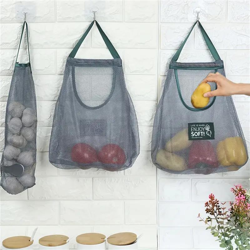 Mesh Hanging Storage Bag, 1 Count Durable Mesh Storage Bag with Handle, Hanging Storage Organizer for Garlic, Potato, Onion