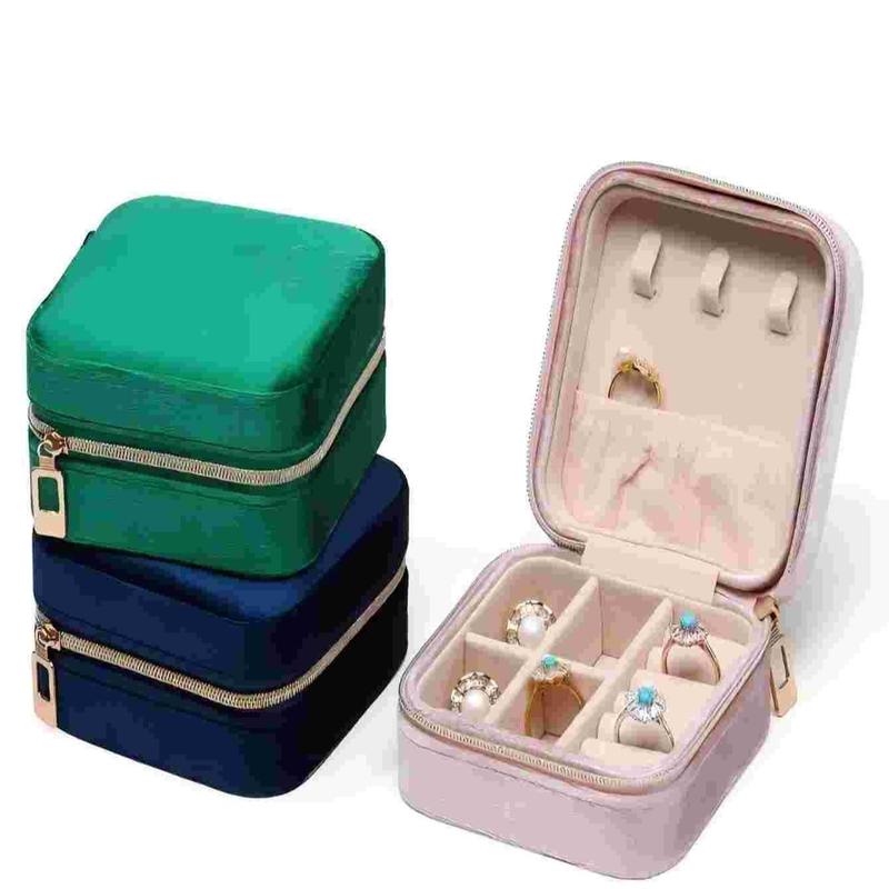 Portable Mini Velvet Jewelry Box, 1 Count Simple Multi-grid Jewelry Storage Box, Jewelry Organizer, Jewelry Storage Box for Travel, Home Organizer