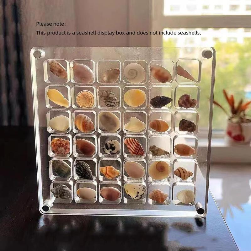 Magnetic Shell & Sea Shell Display Box, Creative Multi-grid Magnetic Shell Storage Box, Sea Shell Display Box, Home Decor, Festive Decoration [Seashells Not Included]