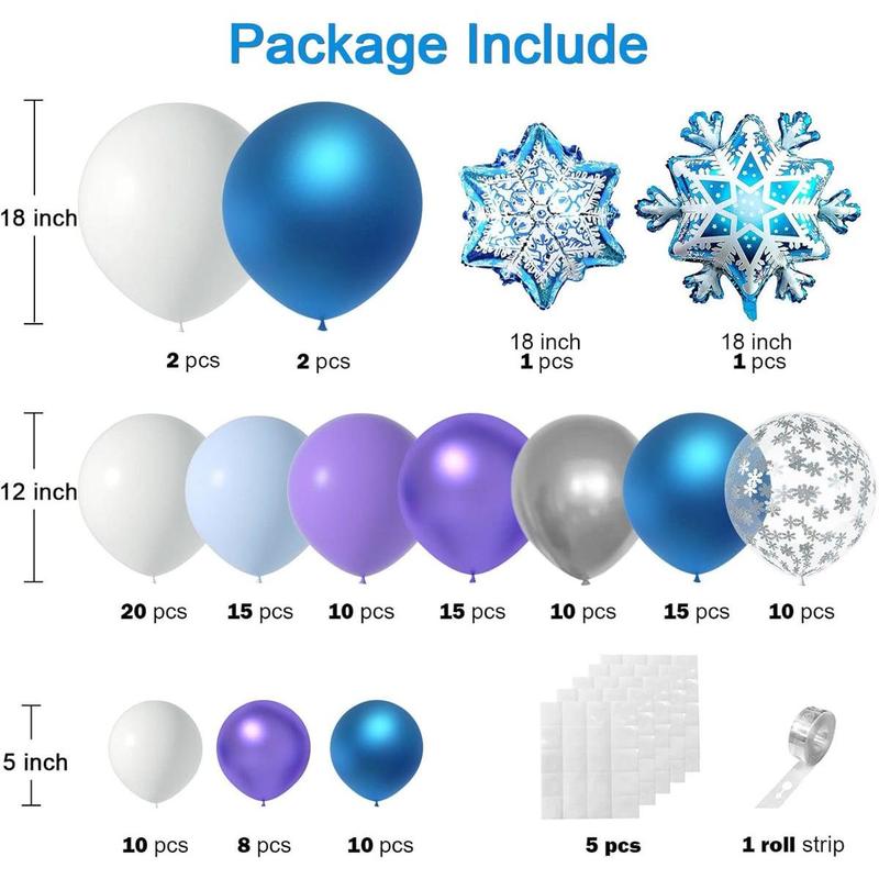 Frozen Balloon Garland 130PCS Winter Balloon Arch Kit With Snowflake Balloons White Blue Purple Sliver Balloon Kit For Winter Theme  Shower Supplies Snowman Birthday Party Decorations