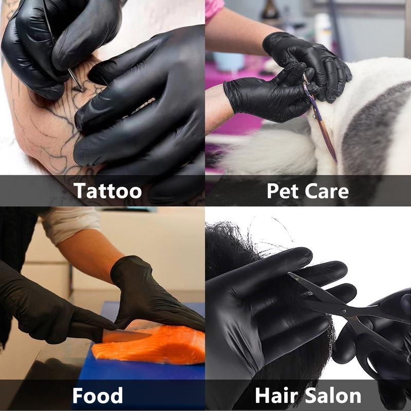 Synmax Black Vinyl Disposable gloves - Latex-Free & Powder-Free Cleaning Food Gloves Hand Household Smooth Texture Box