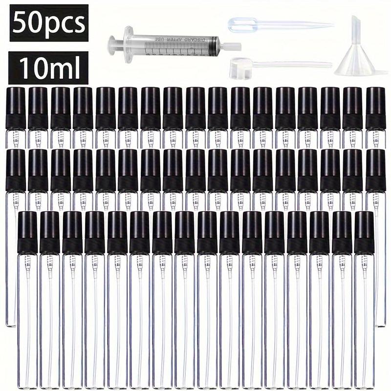 Empty Spray Bottle Set, 50pcs Mini Perfume Dispenser with 4pcs Accessories, Perfume Spray Bottle, Travel Essential Oil Spray Bottle, Makeup Tool