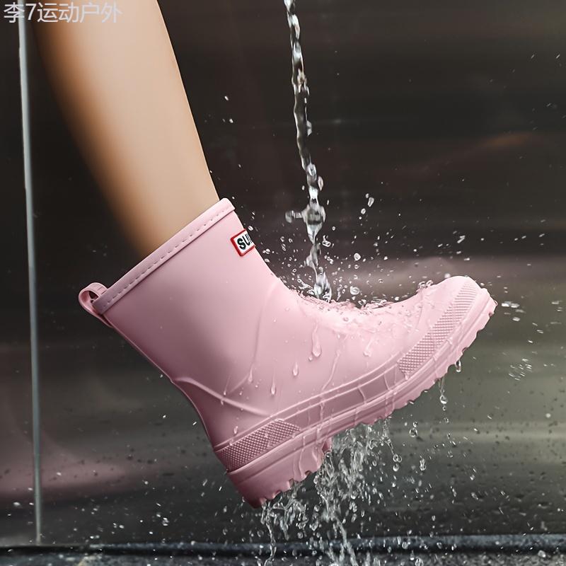 Women's Fashionable Waterproof Rain Boots - Slip-Resistant, Durable Mid-Calf with Thick Sole, PVC Material