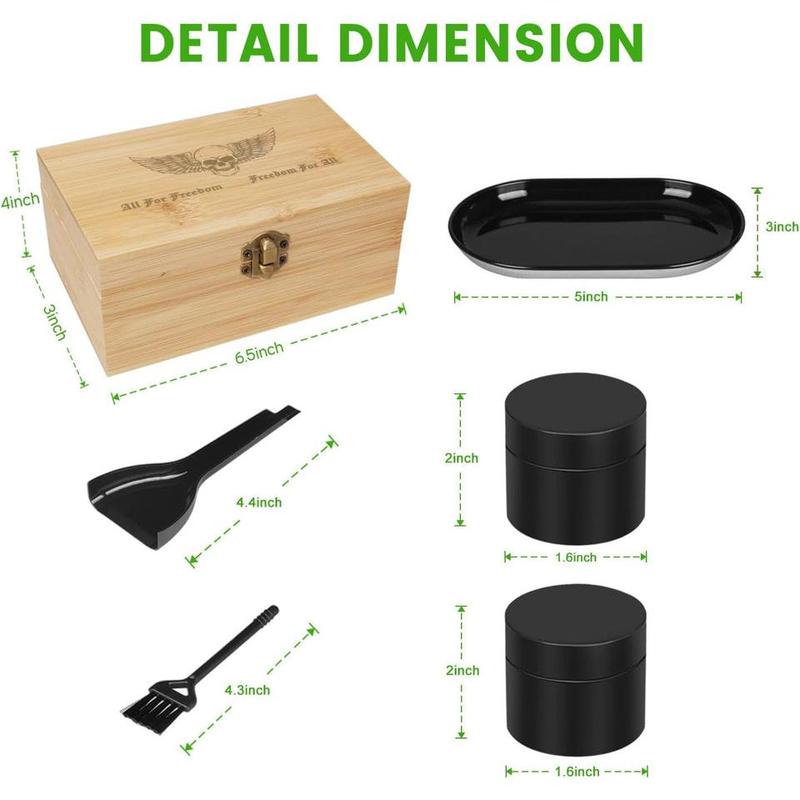 EZ Stash Box | Premium Bamboo Stash Box Combo Kit with 2 Jars, Tray Set, and 5 Small Bags - Engraved Decorative Box with Buckle