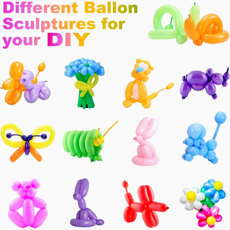 Latex Twisting Balloons, 260 N Balloons Kit for Balloon Animals with 2 Pumps, Professional Long Balloons to Make Animal for Birthday Party Clowns Wedding Decorations 100 count