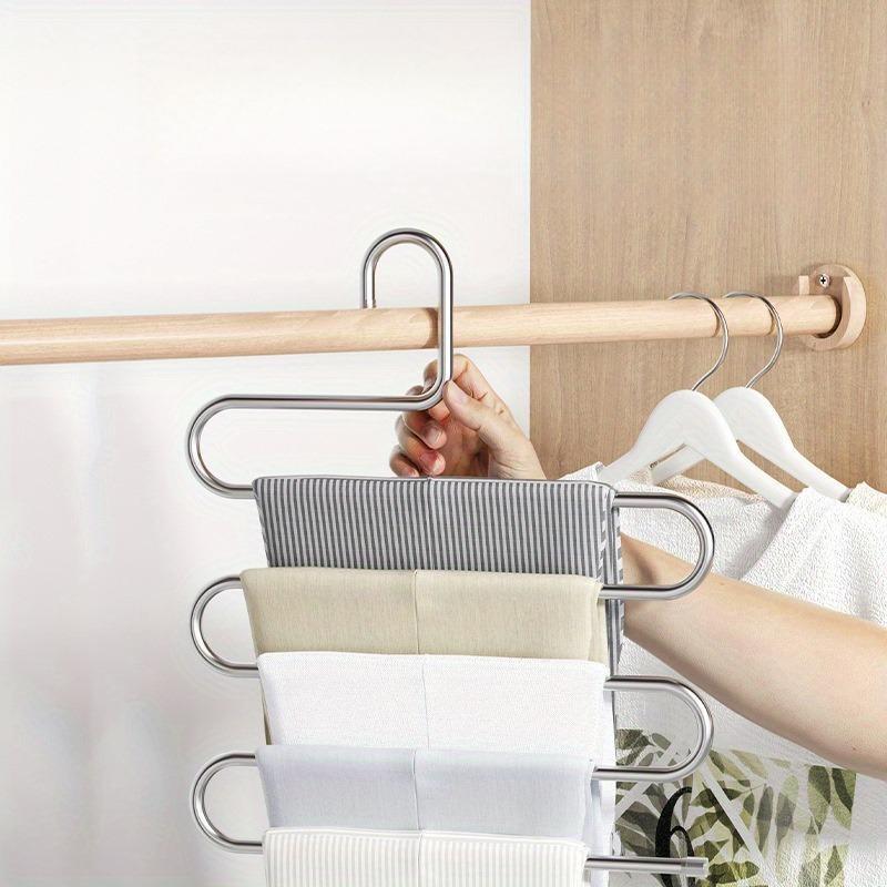 Stainless Steel Pants Hanger, 1 Count S-shaped Non-slip Pants Hanger, Multifunctional Clothes Hanger for Home Bedroom Closet