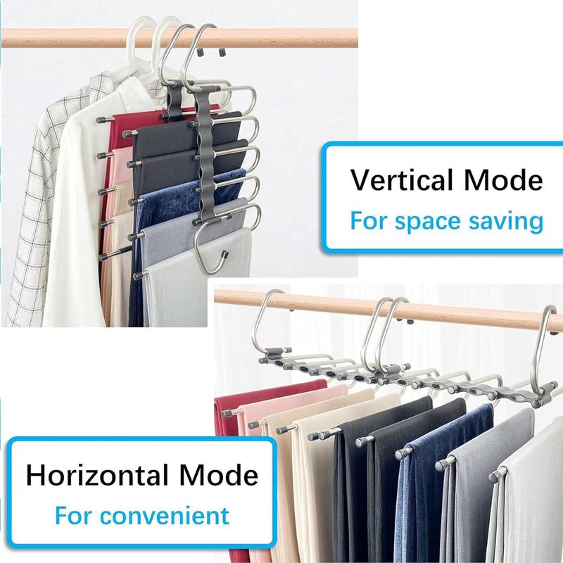 Space Saving Hanger, 1 Count 2 Counts 5 Layer Multifunctional Pants Storage Rack, Closet Organizer for Pants & Jeans & Skirts, Bedroom Organization Supplies