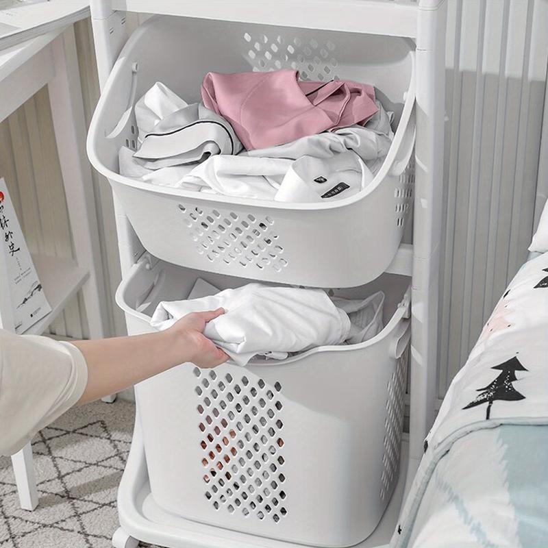 Modern Roller Laundry Basket, Large Capacity Laundry Basket, Layered Removable, Home Storage, Suitable for Bathroom Living Room Bedroom Laundry Room