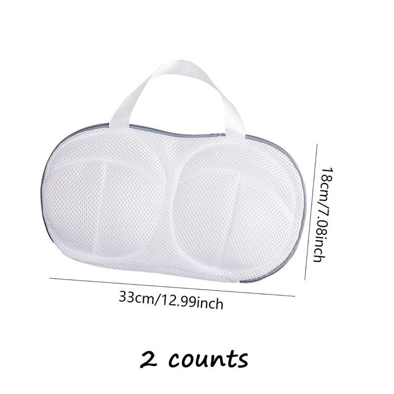 2pcs Household Zipper Bra Laundry Bag, Anti-deformation Mesh Lingerie Washing Bag, Laundry Washing Bag For Washing Machine, Room Accessories for 2024, Men Gifts